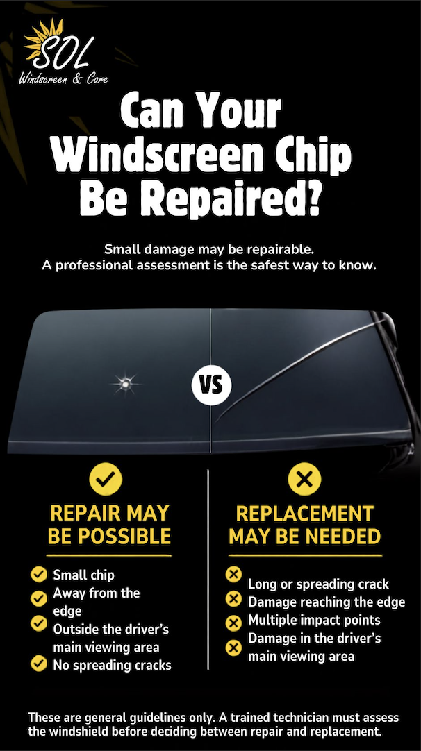 Technician repairing windscreen